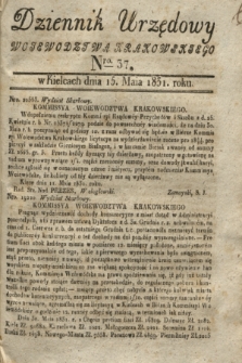Dziennik Urzędowy Woiewodztwa Krakowskiego. 1831, Nro. 37 (15 maja)