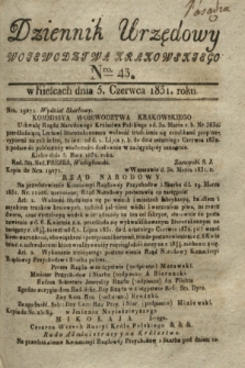 Dziennik Urzędowy Woiewodztwa Krakowskiego. 1831, Nro. 43 (5 czerwca)