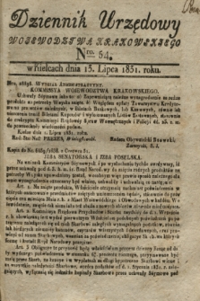 Dziennik Urzędowy Woiewodztwa Krakowskiego. 1831, Nro. 54 (13 lipca)