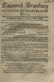 Dziennik Urzędowy Woiewodztwa Krakowskiego. 1831, Nro. 57 (24 lipca)