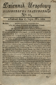 Dziennik Urzędowy Woiewodztwa Krakowskiego. 1831, Nro. 58 (27 lipca)