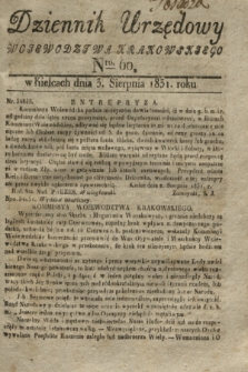 Dziennik Urzędowy Woiewodztwa Krakowskiego. 1831, Nro. 60 (3 sierpnia)