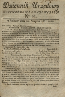 Dziennik Urzędowy Woiewodztwa Krakowskiego. 1831, Nro. 62 (10 sierpnia)