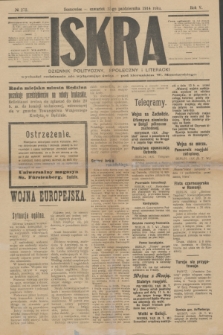 Iskra : dziennik polityczny, społeczny i literacki. R.5, № 272 (15 października 1914)