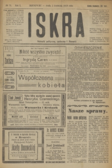 Iskra : dziennik polityczny, społeczny i literacki. R.10, № 75 (2 kwietnia 1919)