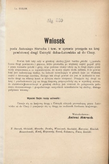 [Kadencja IX, sesja I, al. 339] Alegata do Sprawozdań Stenograficznych z Pierwszej Sesyi Dziewiątego Peryodu Sejmu Krajowego Królestwa Galicyi i Lodomeryi z Wielkiem Księstwem Krakowskiem z roku 1908. Alegat 339