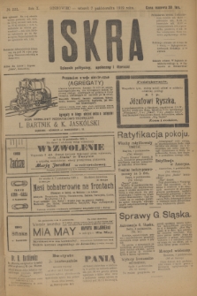 Iskra : dziennik polityczny, społeczny i literacki. R.10, № 222 (7 października 1919)