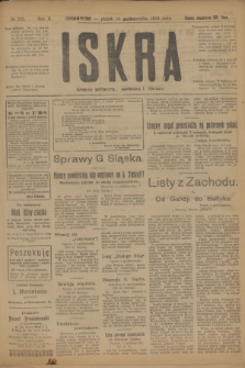 Iskra : dziennik polityczny, społeczny i literacki. R.10, № 225 (10 października 1919)