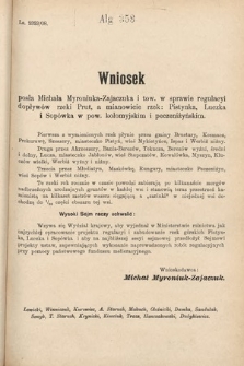 [Kadencja IX, sesja I, al. 353] Alegata do Sprawozdań Stenograficznych z Pierwszej Sesyi Dziewiątego Peryodu Sejmu Krajowego Królestwa Galicyi i Lodomeryi z Wielkiem Księstwem Krakowskiem z roku 1908. Alegat 353