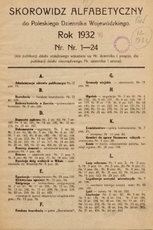 Poleski Dziennik Wojewódzki. 1932, skorowidz alfabetyczny