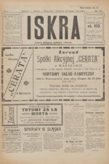 Iskra : dziennik polityczny, społeczny i literacki. R.12, № 4 (24 lutego 1921)
