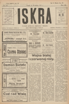 Iskra : dziennik polityczny, społeczny i literacki. R.12, nr 167 (16 września 1921)
