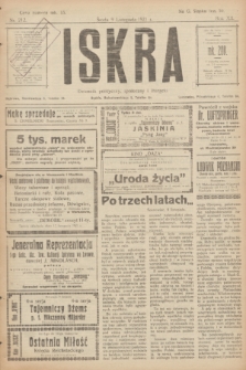 Iskra : dziennik polityczny, społeczny i literacki. R.12, nr 212 (9 listopada 1921)