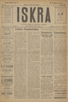 Iskra : dziennik polityczny, społeczny i literacki. R.13, nr 2 (3 stycznia 1922)