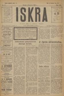 Iskra : dziennik polityczny, społeczny i literacki. R.13, nr 3 (4 stycznia 1922)