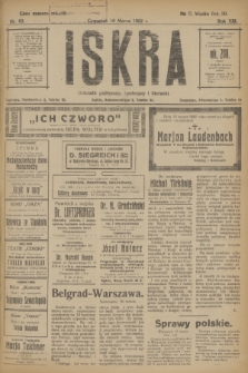 Iskra : dziennik polityczny, społeczny i literacki. R.13, nr 62 (16 marca 1922)