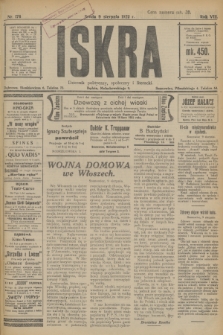 Iskra : dziennik polityczny, społeczny i literacki. R.8 [i.e.13], nr 176 (9 sierpnia 1922)