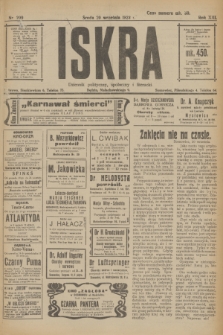 Iskra : dziennik polityczny, społeczny i literacki. R.13, nr 209 (20 września 1922)