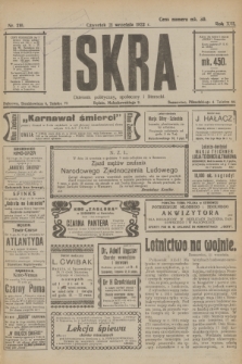 Iskra : dziennik polityczny, społeczny i literacki. R.13, nr 210 (21 września 1922)
