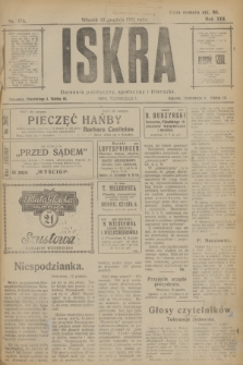 Iskra : dziennik polityczny, społeczny i literacki. R.13, nr 278 (12 grudnia 1922)