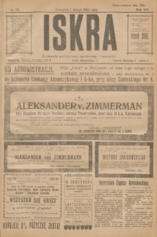 Iskra : dziennik polityczny, społeczny i literacki. R.14, nr 25 (1 lutego 1923)