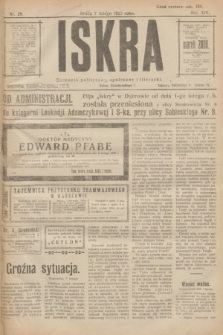 Iskra : dziennik polityczny, społeczny i literacki. R.14, nr 29 (7 lutego 1923)