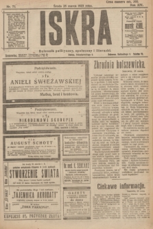 Iskra : dziennik polityczny, społeczny i literacki. R.14, nr 71 (28 marca 1923)