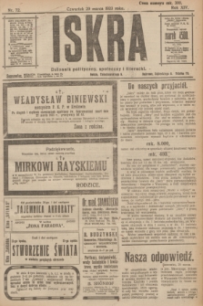Iskra : dziennik polityczny, społeczny i literacki. R.14, nr 72 (29 marca 1923)