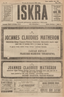 Iskra : dziennik polityczny, społeczny i literacki. R.14, nr 90 (24 kwietnia 1923)