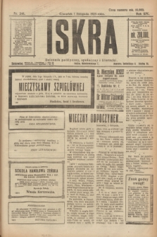 Iskra : dziennik polityczny, społeczny i literacki. R.14, nr 246 (1 listopada 1923)