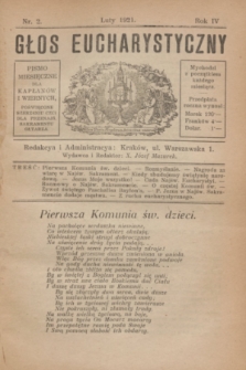 Głos Eucharystyczny : pismo miesięczne dla kapłanów i wiernych, poświęcone szerzeniu czci dla Przenajś. Sakramentu Ołtarza. R.4, nr 2 (luty 1921)