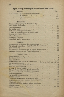 Głos Eucharystyczny : pismo miesięczne dla kapłanów i wiernych, poświęcone szerzeniu czci Przenajśw. Sakramentu Ołtarza. R.7, Spis rzeczy zawartych w roczniku VII (1924)