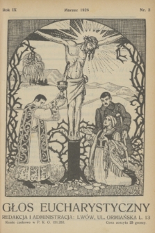 Głos Eucharystyczny : pismo miesięczne dla kapłanów i wiernych, poświęcone szerzeniu czci Przenajśw. Sakramentu Ołtarza. R.9, nr 3 (marzec 1926)
