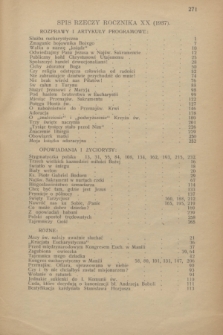 Głos Eucharystyczny : pismo miesięczne dla kapłanów i wiernych, poświęcone szerzeniu czci Przenajśw. Sakramentu Ołtarza. R.20, Spis rzeczy zawartych w roczniku XX (1937)