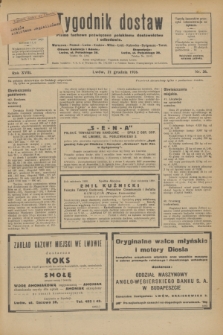Tygodnik dostaw : pismo fachowe poświęcone polskiemu dostawnictwu i odbudowie. R.18, nr 36 (21 grudnia 1926)