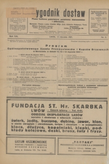 Tygodnik dostaw : pismo fachowe poświęcone polskiemu dostawnictwu i odbudowie. R.19, nr 2 (11 stycznia 1927)