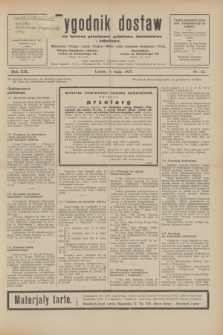 Tygodnik dostaw : pismo fachowe poświęcone polskiemu dostawnictwu i odbudowie. R.19, nr 13 (1 maja 1927)