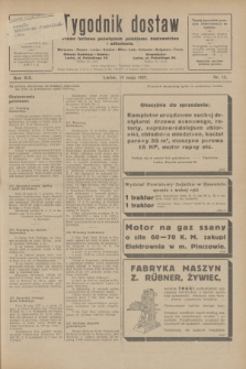 Tygodnik dostaw : pismo fachowe poświęcone polskiemu dostawnictwu i odbudowie. R.19, nr 15 (19 maja 1927)