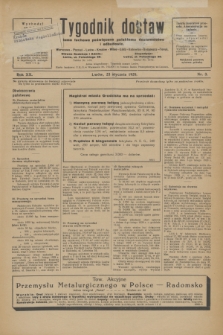 Tygodnik dostaw : pismo fachowe poświęcone polskiemu dostawnictwu i odbudowie. R.20, nr 3 (23 stycznia 1928)