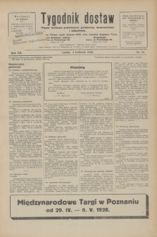 Tygodnik dostaw : pismo fachowe poświęcone polskiemu dostawnictwu i odbudowie. R.20, nr 10 (3 kwietnia 1928)