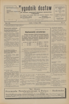 Tygodnik dostaw : pismo fachowe poświęcone polskiemu dostawnictwu i odbudowie. R.20, nr 21 (22 lipca 1928)