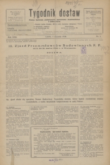 Tygodnik dostaw : pismo fachowe poświęcone polskiemu dostawnictwu i odbudowie. R.22, nr 1 (1 stycznia 1930)