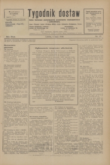 Tygodnik dostaw : pismo fachowe poświęcone polskiemu dostawnictwu i odbudowie. R.22, nr 17 (1 lipca 1930)