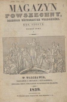 Magazyn Powszechny : dziennik użytecznych wiadomości. R.6, Poczet Nowy 3, Spis rzeczy (1839)