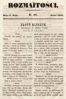 Rozmaitości : pismo dodatkowe do Gazety Lwowskiej. 1854, nr 18