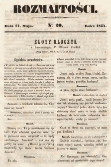 Rozmaitości : pismo dodatkowe do Gazety Lwowskiej. 1854, nr 20