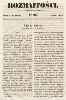 Rozmaitości : pismo dodatkowe do Gazety Lwowskiej. 1854, nr 23