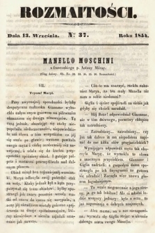 Rozmaitości : pismo dodatkowe do Gazety Lwowskiej. 1854, nr 37