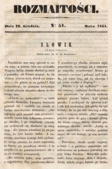 Rozmaitości : pismo dodatkowe do Gazety Lwowskiej. 1854, nr 51