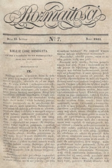 Rozmaitości : pismo dodatkowe do Gazety Lwowskiej. 1841, nr 7